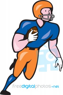 American Football Player Rusher Run Cartoon Stock Image