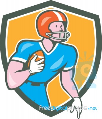 American Football Player Rusher Shield Retro Stock Image