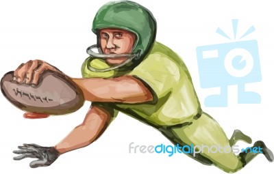 American Football Player Touchdown Caricature Stock Image