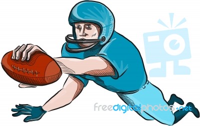 American Football Player Touchdown Drawing Stock Image