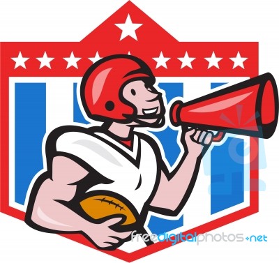 American Football Quarterback Bullhorn Cartoon Stock Image