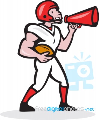 American Football Quarterback Bullhorn Isolated Cartoon Stock Image
