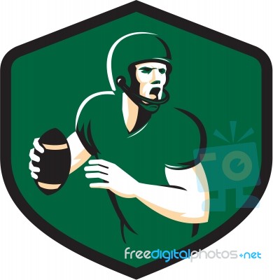 American Football Quarterback Qb Shield Retro Stock Image