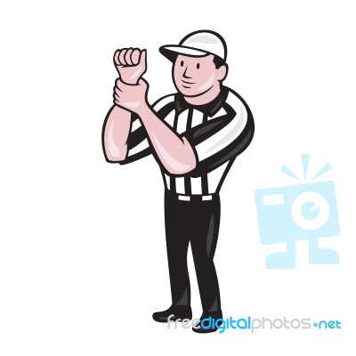 American Football Referee Illegal Use Hands Stock Image