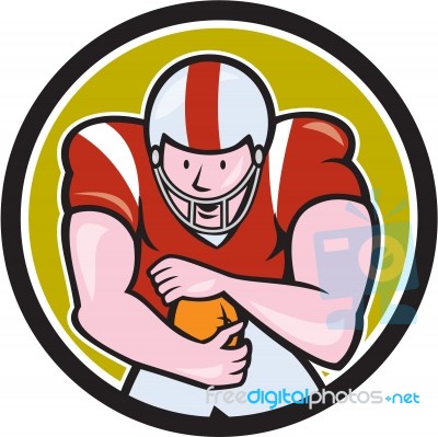 American Football Running Back Circle Cartoon Stock Image