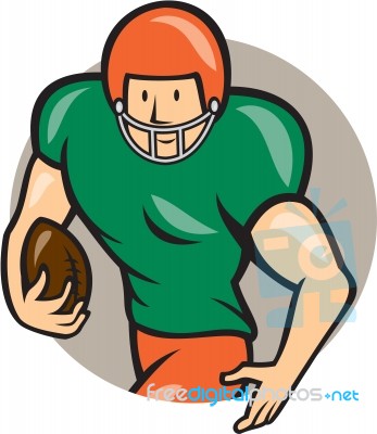 American Football Running Back Circle Cartoon Stock Image