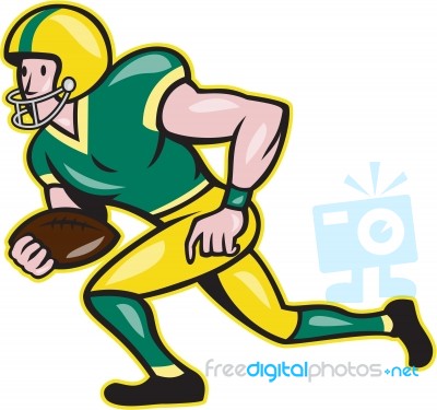 American Football Wide Receiver Running Ball Stock Image