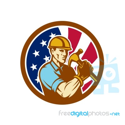 American Handyman Usa Flag Icon Stock Image