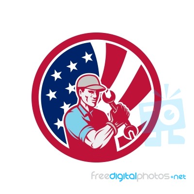 American Industrial Maintenance Mechanic Usa Flag Icon Stock Image