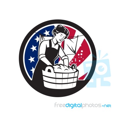 American Laundry Usa Flag Icon Stock Image
