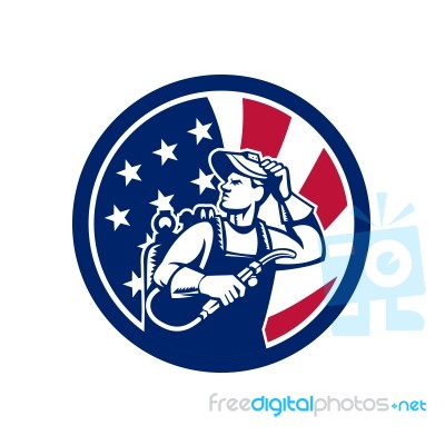 American Lit Operator Usa Flag Icon Stock Image