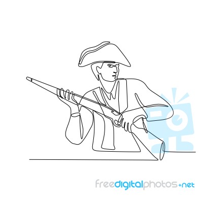 American Minuteman Patriot Continuous Line Stock Image