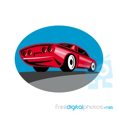 American Muscle Car Oval Retro Stock Image