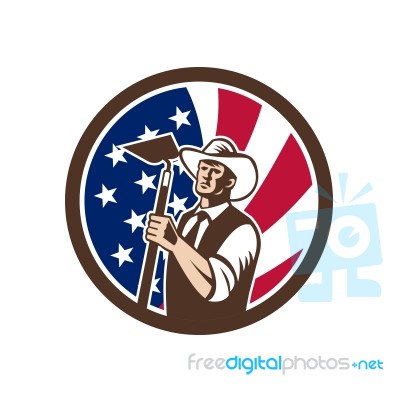 American Organic Farmer Usa Flag Icon Stock Image