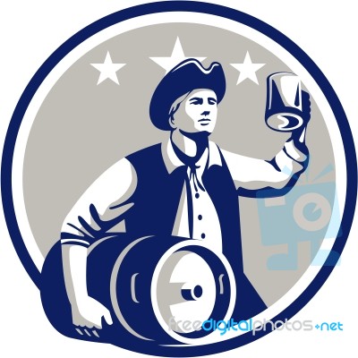 American Patriot Carry Beer Keg Circle Retro Stock Image
