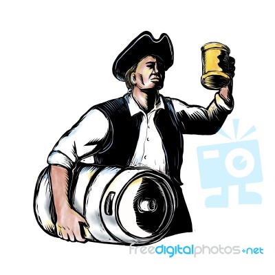 American Patriot Carry Beer Keg Scratchboard Stock Image
