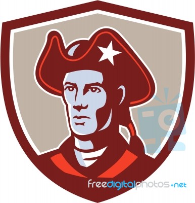 American Patriot Minuteman Head Crest Retro
 Stock Image