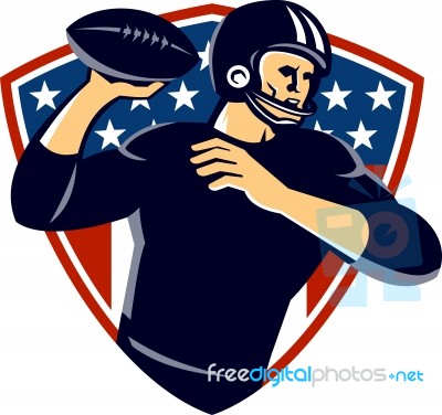 American Quarterback Football Player Passing Shield Stock Image