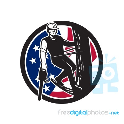 American Tree Surgeon Usa Flag Icon Stock Image