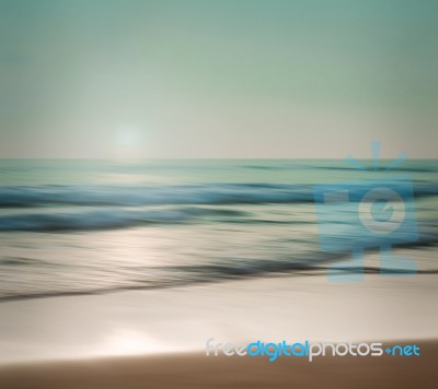 An Abstract Seascape With Blurred Panning Motion On Paper Backgr… Stock Photo