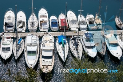 An Assortment Of Boats And Yachts In A Marina At Monte Carlo Stock Photo