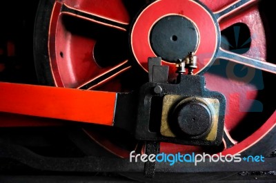An Old Steam Train Wheel Stock Photo