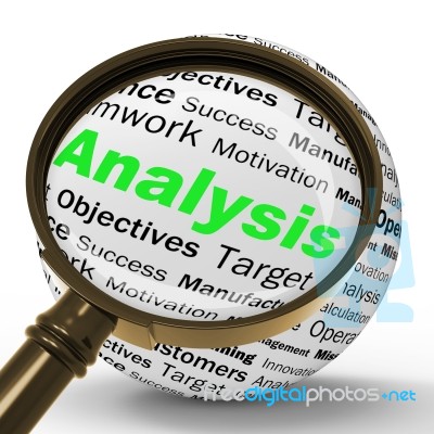 Analysis Magnifier Definition Shows Exhaustive Examination Or Ve… Stock Image