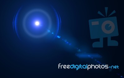 Anamorphic Blue Lens Flare Isolated On Black Background For Overlay Design Or Screen Blending Mode Stock Image