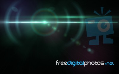 Anamorphic Blue Lens Flare Isolated On Black Background For Overlay Design Or Screen Blending Mode Stock Image