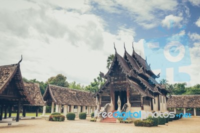 Ancient Buddha Temple (wat Ton Kwen) Chiangmai Thailand Stock Photo