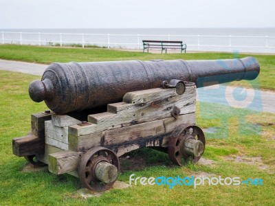 Ancient Cannon On Display In Southwold Stock Photo