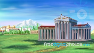 Ancient Greek Temple Illustration Stock Image