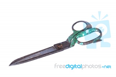 Ancient Old Scissors Stock Photo