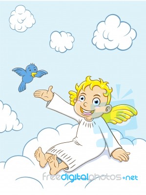 Angel Sitting On Cloud Stock Image