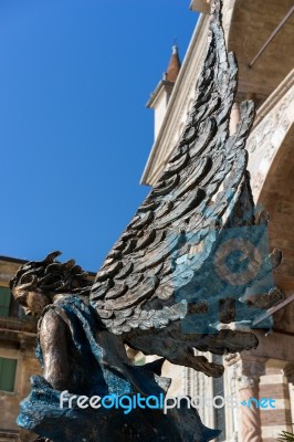 Angel Statue Outside Verona Cathedral Stock Photo