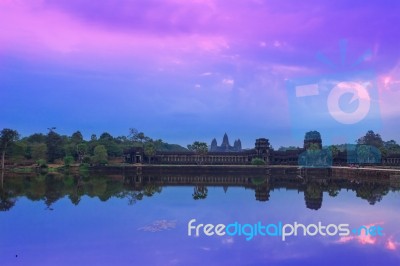 Angkor Wat Temple Complex View At The Main Entrance, Located Nea… Stock Photo