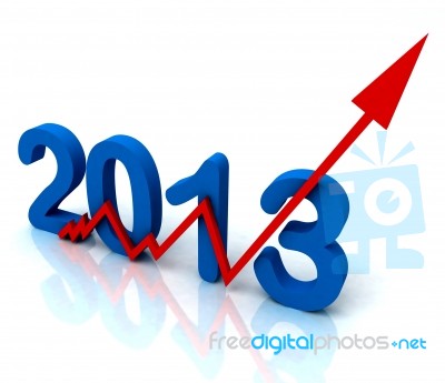 Angled 2013 Red Arrow Shows Sales For Year Stock Image