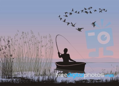 Angler On Boat Stock Image