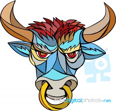 Angry Bull Head Mosaic Stock Image