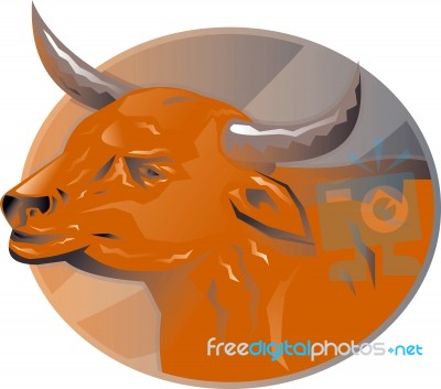 Angry Bull Head Retro Stock Image