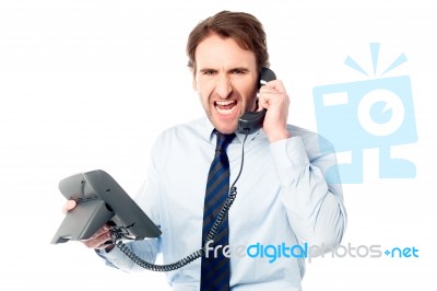 Angry Business Professional Yelling Stock Photo
