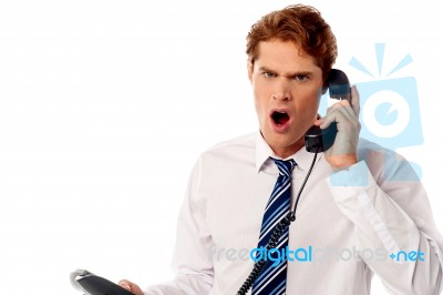Angry Business Professional Yelling Stock Photo