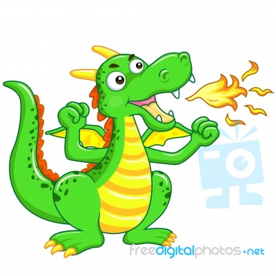 Angry Green Dragon Stock Image