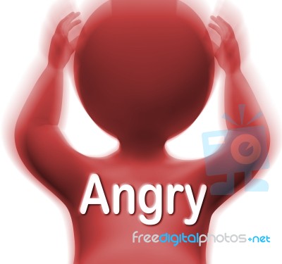 Angry Man Means Mad Outraged Or Furious Stock Image