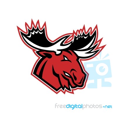 Angry Moose Head Side Mascot Stock Image