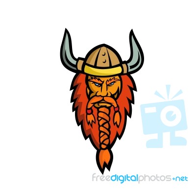 Angry Norseman Head Mascot Stock Image