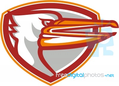 Angry Pelican Head Shield Retro Stock Image