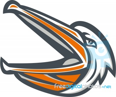 Angry Pelican Head Shouting Retro Stock Image