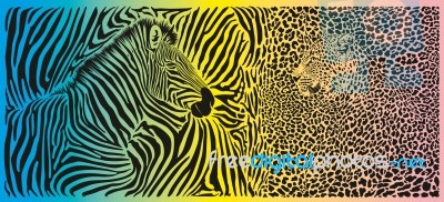 Animal Abstract Background - Template With Zebra And Leopard Motif Stock Image