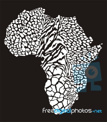 Animal Background With Map Of Africa Stock Image